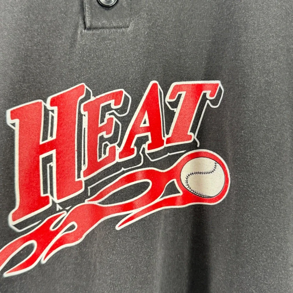 High‎ 5 Sportswear Kids Black HEAT Flaming Baseball Henley Shirt Youth Large 16
